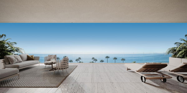 Exceptional frontline beach duplex penthouse with panoramic sea views, Tyrian in Estepona