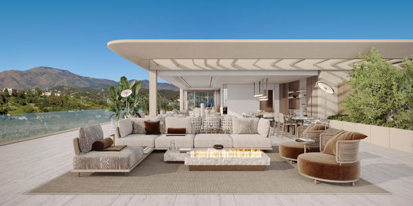 Exceptional frontline beach duplex penthouse with panoramic sea views, Tyrian in Estepona