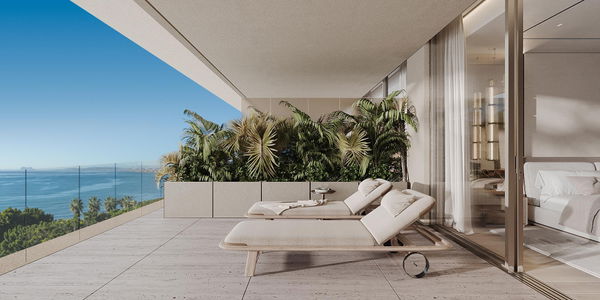 Exceptional frontline beach duplex penthouse with panoramic sea views, Tyrian in Estepona