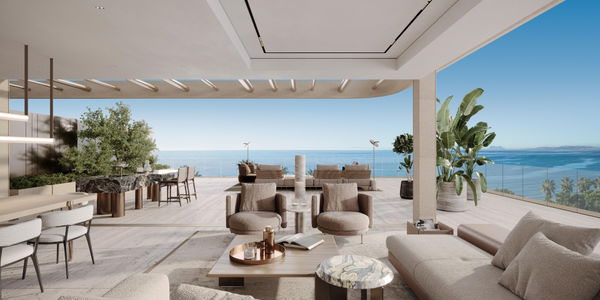 Exceptional frontline beach duplex penthouse with panoramic sea views, Tyrian in Estepona