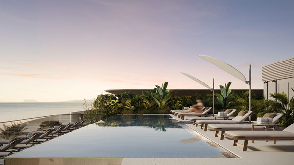 Stylish frontline beach apartment with panoramic sea views at Tyrian, Estepona