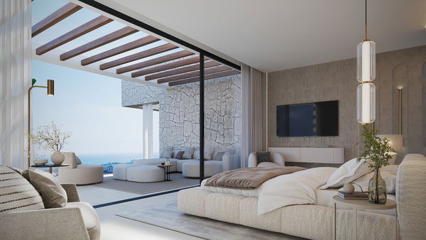 Impressive luxury villa under construction with an exclusive design and panoramic views in Estepona East