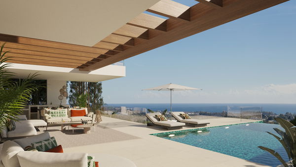 Impressive luxury villa under construction with an exclusive design and panoramic views in Estepona East