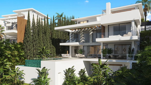 Impressive luxury villa under construction with an exclusive design and panoramic views in Estepona East