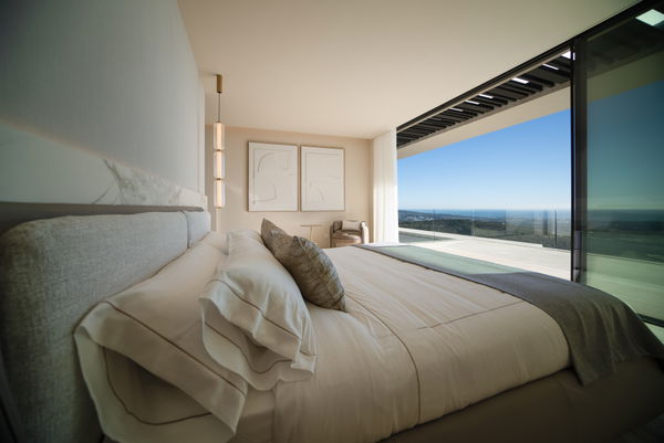 Bio architectural villa with spectacular design and open panoramic views in La Reserva, Sotogrande