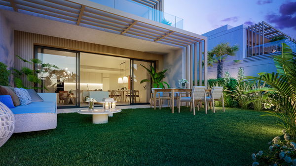 Modern and bright townhouse with spectacular views of a golf course in Reserva del Chaparral, Mijas Costa