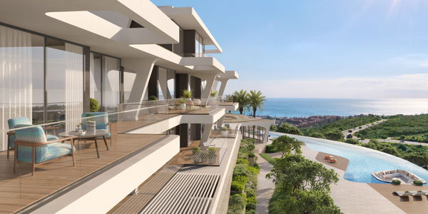Refined branded penthouse with panoramic sea views in Finca Cortesín, Casares