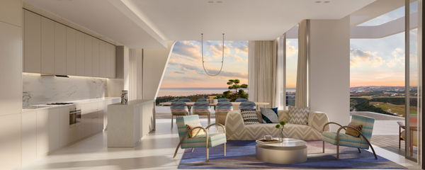 Spacious branded penthouse with private terrace, sea and golf views in Finca Cortesín, Casares