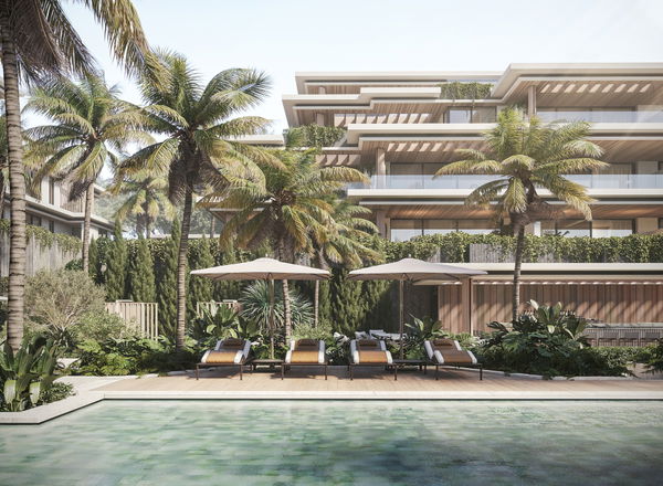 New luxury ground floor apartment with garden under construction on the new Golden Mile