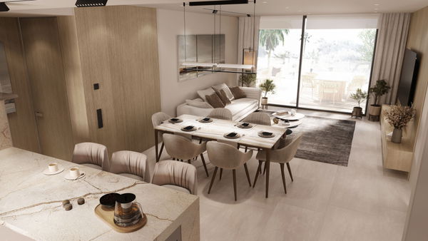 New luxury ground floor apartment with garden under construction on the new Golden Mile