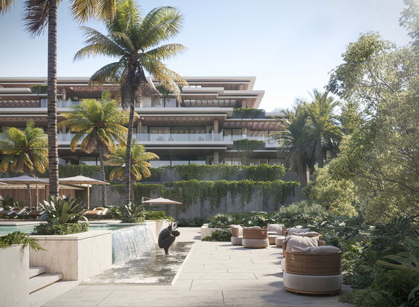New luxury ground floor apartment with garden under construction on the new Golden Mile