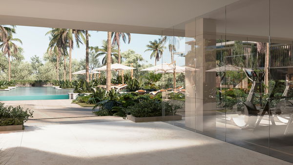 New luxury ground floor apartment with garden under construction on the new Golden Mile